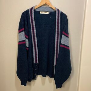 𝅺Le Tigre vintage woman’s navy blue and gray cardigan